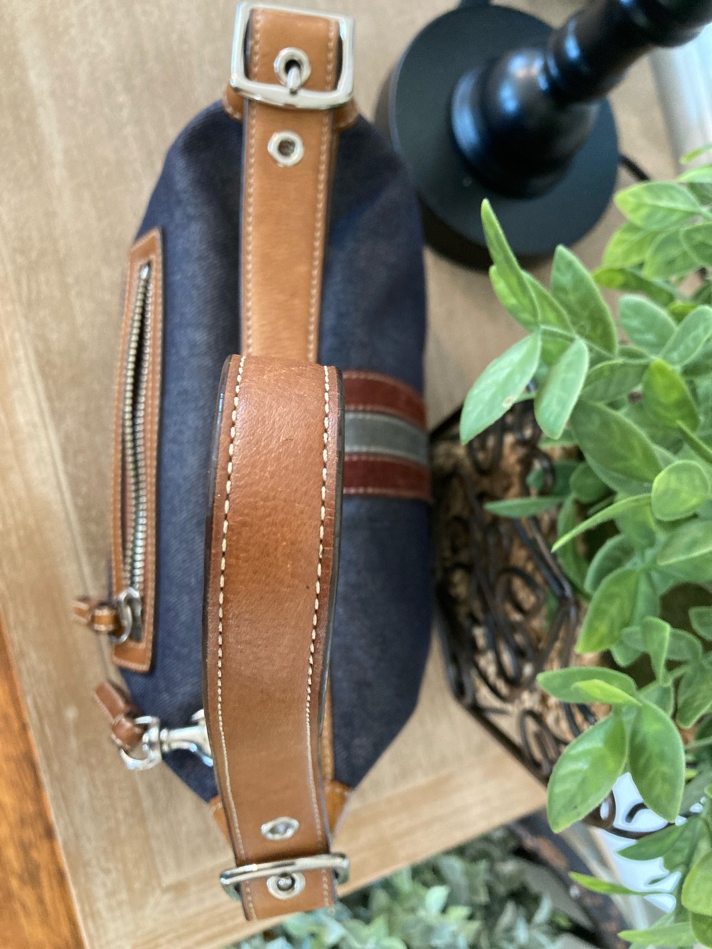 Coach Denim Mini Shoulder Bag with Stripe - Picture 3 of 7